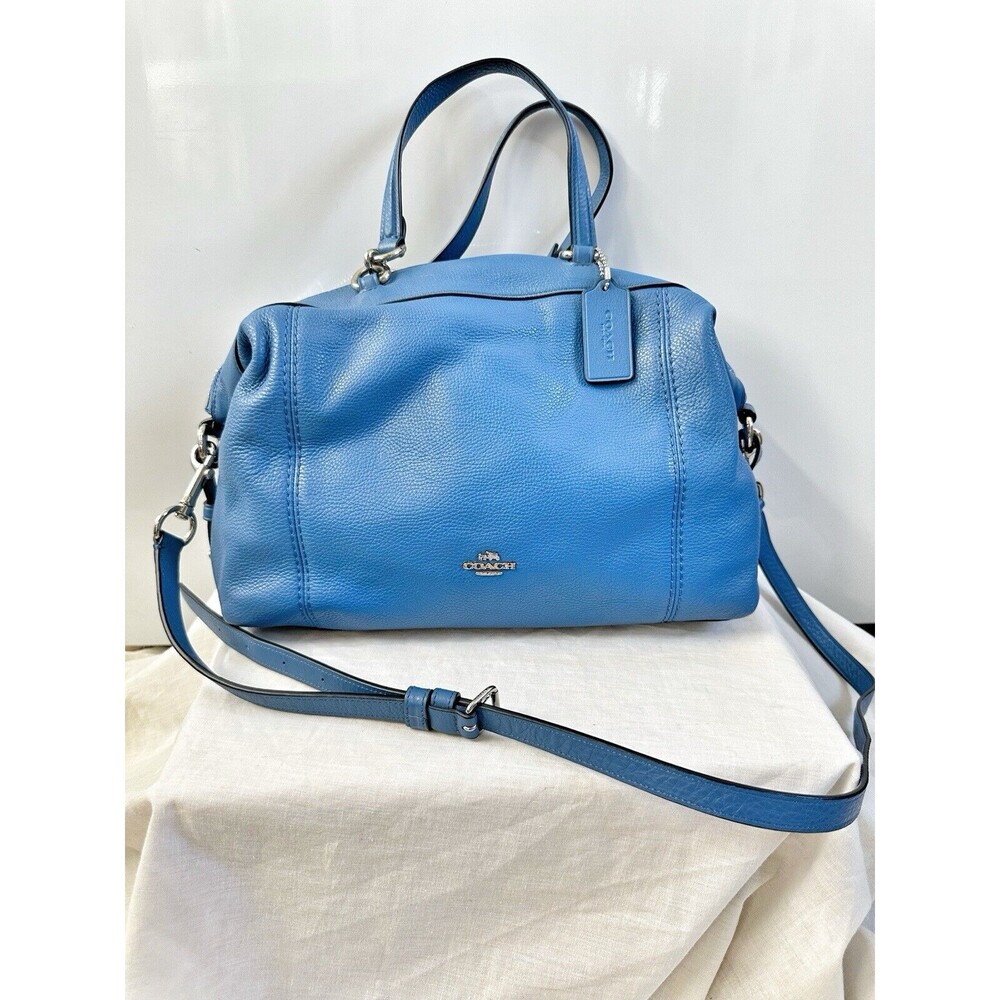 COACH F59325 LENOX LAPIS BLUE LEATHER SATCHEL BAG